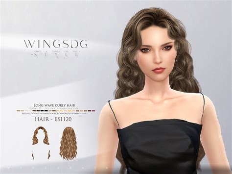 The Sims Resource Wings Es1120 Long Wave Curly Hair