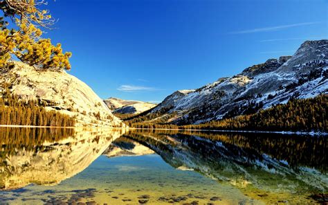 Snow Nature Landscapes Lakes Reflection Water Trees Forest