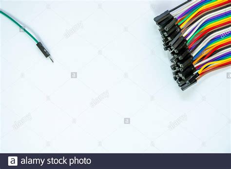 Electronic Wires With White Background Stock Photo Alamy