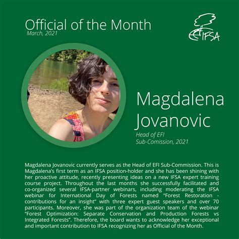 Official of the Month March 2021: Magdalena Jovanovic - IFSA
