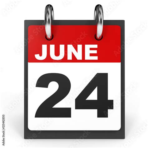 June 24 Calendar On White Background 스톡 사진 로열티프리 이미지