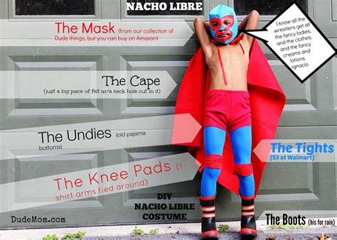 A father's day party centered around nacho libre with luchador mask cake pops, tortilla chips for the orphans, diy mexican blanket drinks + kid's nacho libre costume. DIY Halloween Costumes: Nacho Libre - dude mom