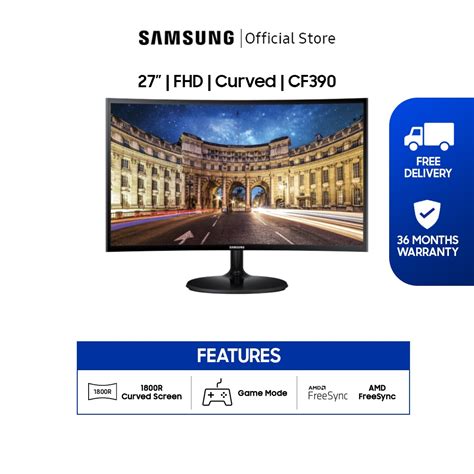 Samsung 27 Essential Curved Monitor Cf390 With Immersive Viewing