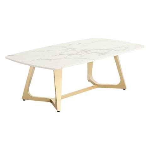 Will you go for pele tigre , the white veined marble from. Veneta White Marble Coffee Table With Gold Stainless Steel ...