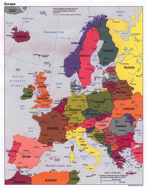Large Political Map Of Europe With Major Cities Europe