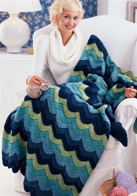 Crochet Ocean Waves Throw Blanket Pattern Afghan