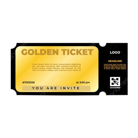 Golden Ticket Coupon Invite Isolated Party Golden Coupons Golden