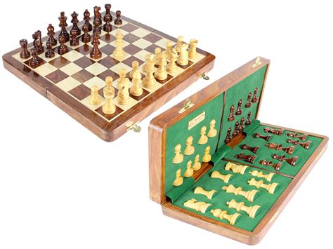 16 Folding Magnetic Club Chess Set In Golden Rosewoodmaple King Si House Of Chess