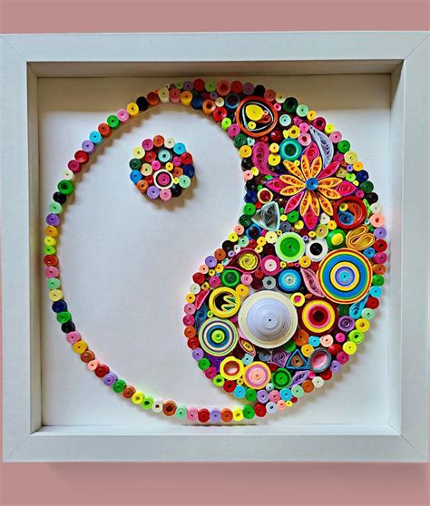 Framed Quilling Paper Art Quilled Art Yin And Yang Etsy 3d Wall Art