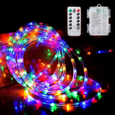Mifire Led Rope Lights 33 Ft Led Fairy Lights Waterproof 8 Modes Timer Battery Operated Outdoor