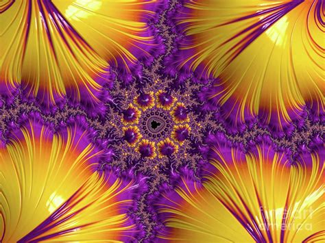 Fractals Digital Art Purple And Gold Shells By Elisabeth Lucas