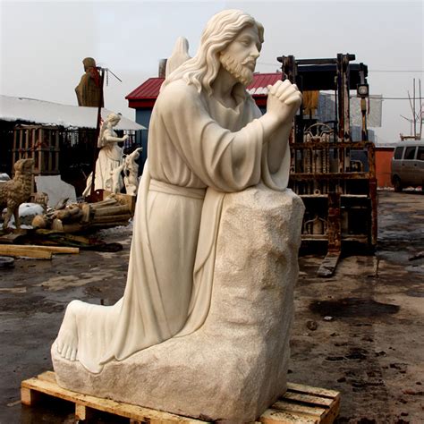 Outdoor Religious Garden Marble Statues Of Life Size Kneeling Jesus