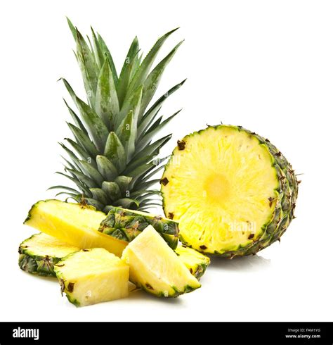 Fresh Cut Pineapple Isolated On White Stock Photo Alamy