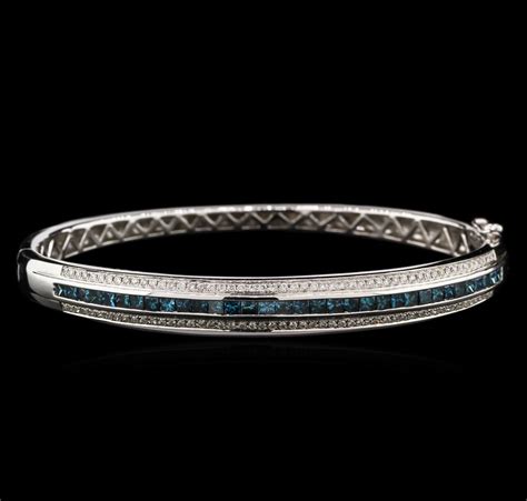 201ctw Fancy Blue Diamond Bangle Bracelet 14kt White Gold