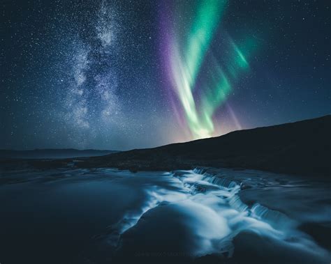 Milky Way And Aurora Milky Northern Lights Nightscape Aurora