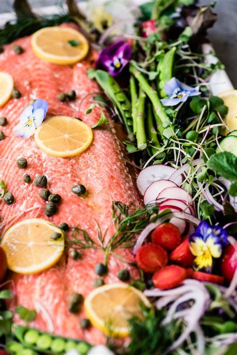 Drizzle the salmon with 2 teaspoons olive oil and rub to evenly coat. Spring Salmon Salad Platter for Easter, Passover, Mother's ...