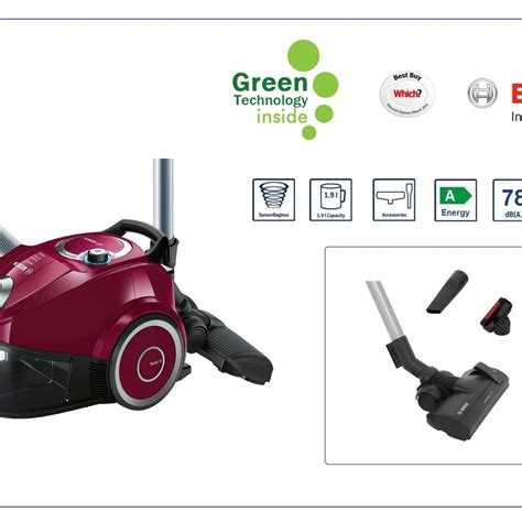 Bosch Gs40 All Floor Compact Bagless Cylinder Vacuum Cleaner Fuchsia