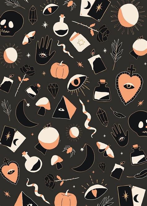Bohemian Witchcraft Doodle Psd Halloween Background Free Image By