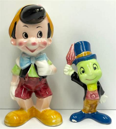 Vintage Walt Disney Prod Japan Ceramic Pinocchio And Jiminy Cricket Hand