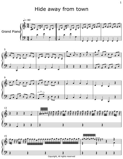 Hide Away From Town Sheet Music For Piano