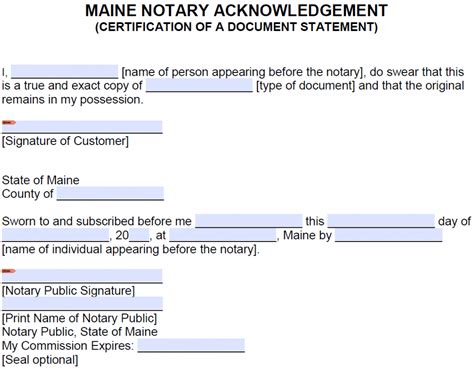 Free Maine Notary Acknowledgement Forms Pdf Word