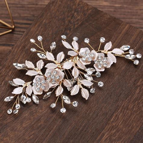 Leaves Flower Champagne Hair Clip Trimmed Hair Decoration Etsy