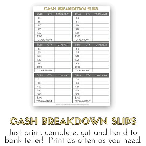 Free Cash Envelope Breakdown Printable