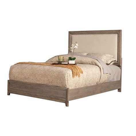 Alpine Camilla Queen Panel Bed Wupholstered Headboard And Nailheads An
