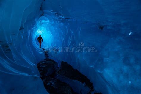 Guide Inside An Ice Cave On A Glacier In Alaska Glacier Caves Are Rare
