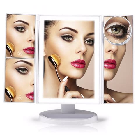 Led Touch Screen Makeup Mirror 4 In 1folding Desktop Mirror Lights 1x