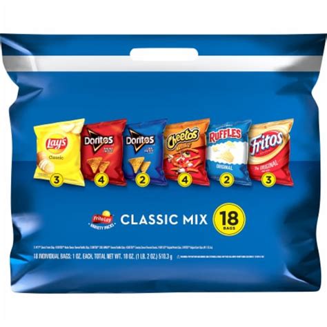 Frito Lay Classic Mix Snacks And Chips Variety Pack 18 Ct Bakers