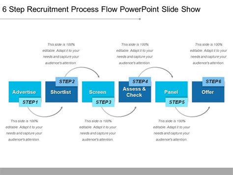 6 Step Recruitment Process Flow Powerpoint Slide Show Powerpoint