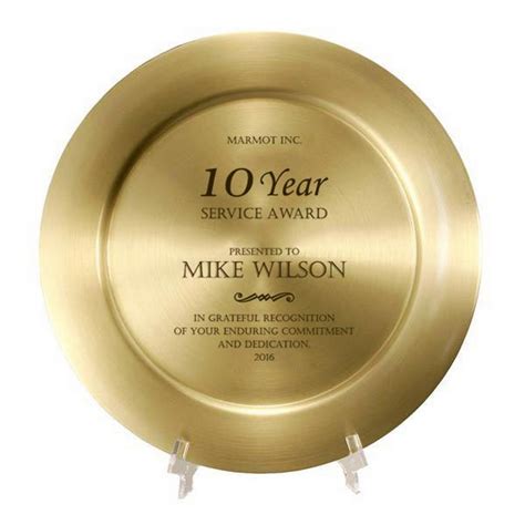 Personalized Gold Brass Plate Years Of Service Award
