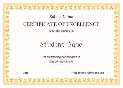 Student Excellence Award Free Student Excellence Award Templates