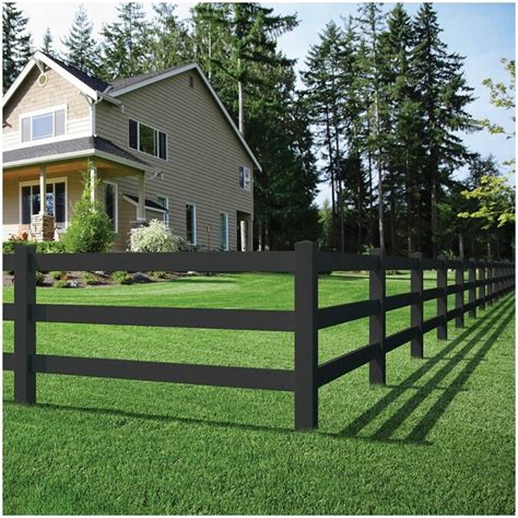 Outdoor Essentials 8 Ft Vinyl Black Ranch Rail In The Wood Fence Rails