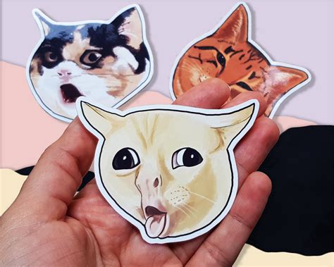 Coughing Cat Sticker Vinyl Sticker Funny Memes Cat Meme Funny Etsy