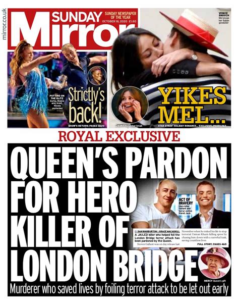 Sunday Mirror Front Page 18th Of October 2020 Tomorrows Papers Today