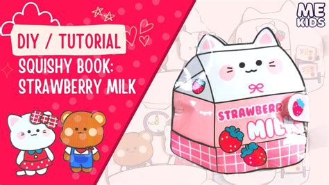 Diy Squishy Book Strawberry Milk Paper Doll Miss Cat 🐱 And Mister Bear