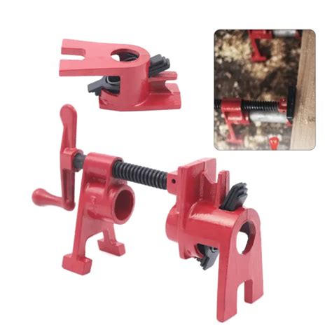 4 Pack 34and Wood Gluing Pipe Clamp Set Heavy Duty Woodworking Cast Iron