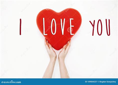 I Love You Text Sign Happy Valentine S Day Concept Hand Holdin Stock