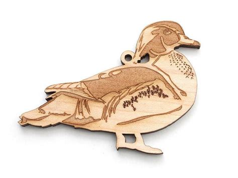 Standing Wood Duck Ornament Engraved Wood Duck Christmas Ornament Solid