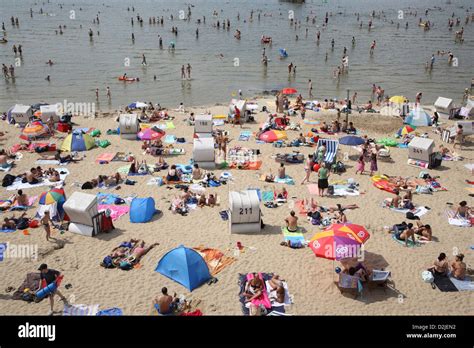 Berlin Germany People In Wannsee Beach Stock Photo Alamy