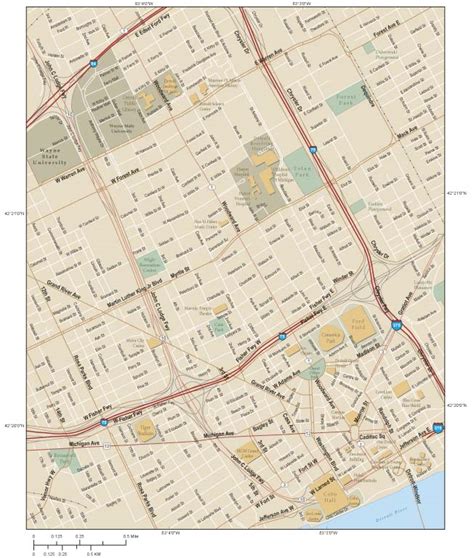 Detroit Downtown Wall Map By Map Resources Mapsales