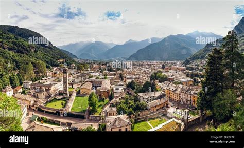 Townscape Valchiavenna Valley Against Sky Hi Res Stock Photography And
