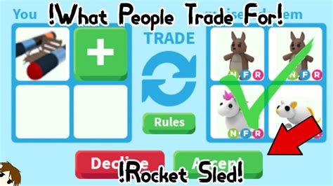 What People Trade For Rocket Sled In Roblox Adopt Me Youtube