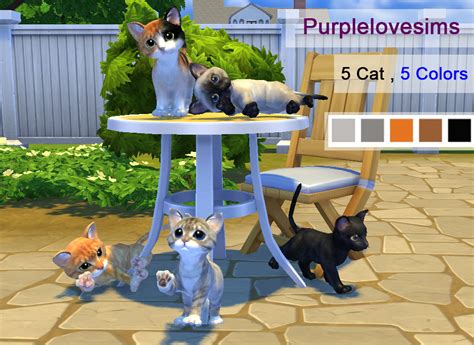 Purplelove Sims Cat S4cc Sims 4 5 Cat Decoration Download