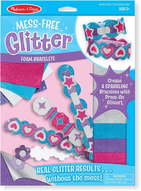 Melissa And Doug Mess Free Glitter Foam Bracelets Craft Kit Makes 4
