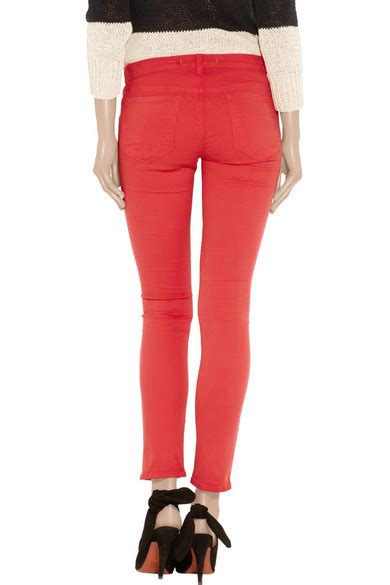 J Brand Cropped Mid Rise Twill Skinny Jeans Net A Porter Com