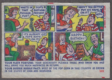 Fleer Dubble Bubble Bubblegum Comic Featuring Pud 1950s 509