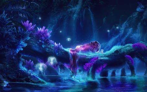 Download 1920x1216 Fantasy Creature Wolf Forest Water Magical